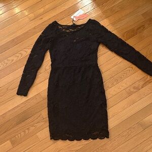 Haute Monde Black Lace Long Sleeve Dress